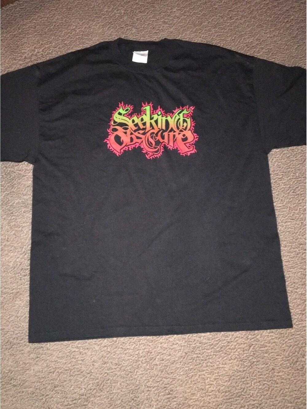 SEEKING OBSCURE logo T-SHIRT - size XL - obituary morbid angel deicide cryptopsy